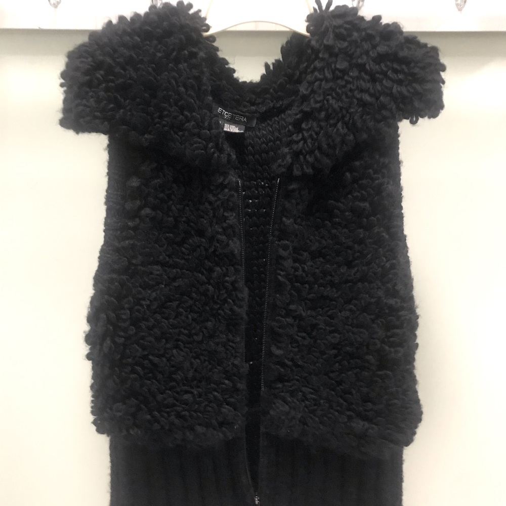Etcetera Black Wool and Alpaca Boucle XL Sweater Vest